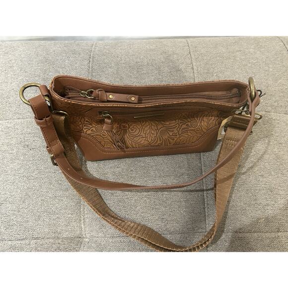 NWT Frye & Co Floral Tooled Shoulder Bag - Picture 6 of 12